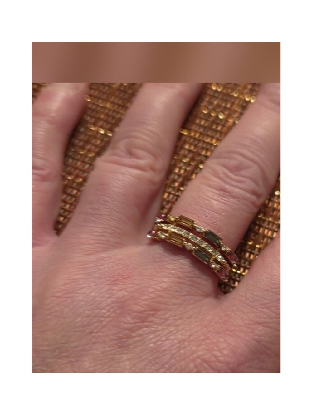 City Luxe Kohl’s Gold Tone Purple Amber Crystal Faux Stack Ring Size 8